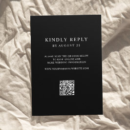 Modern, svart och vit, minimalistisk QR-kod Bröllo OSA Kort