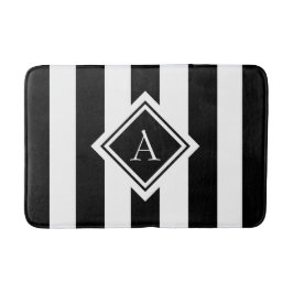 Modern svart och vit modig monogram badrumsmatta