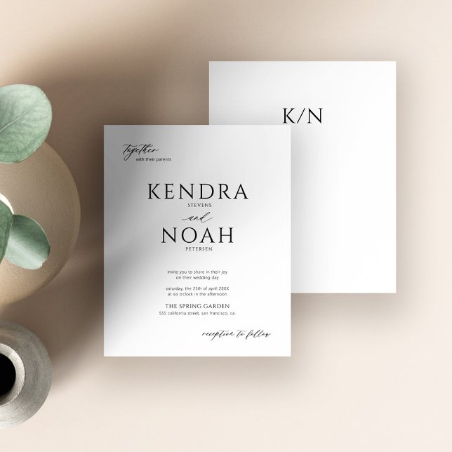 Modern svart och vit monogram budget bröllop (Skapare uppladdad)