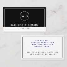 Modern svart och vit monogrammad