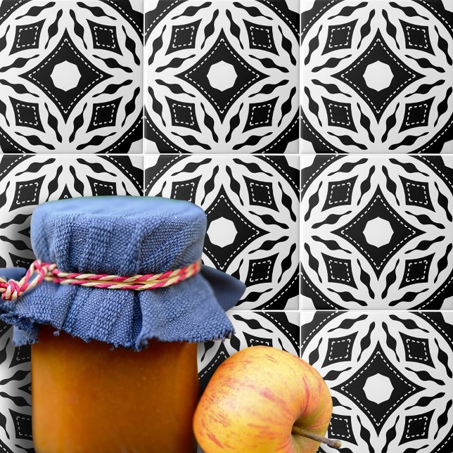 Modern svart och vit mosaik Geometric Mönster Kakelplatta (Skapare uppladdad)