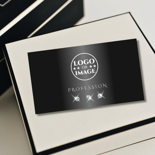 Modern svart och vit mousserande diamanter Lägg ti Visitkort (Skapare uppladdad)