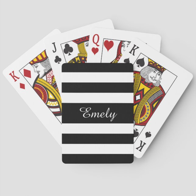 Modern svart och vit namnskrift casinokort (Baksidan)