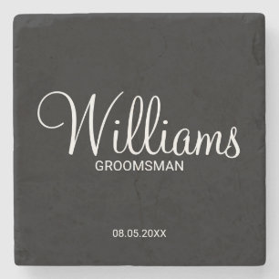 Modern svart och vit Personlig Groomsman Stenunderlägg