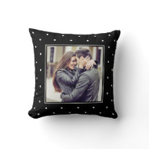 Modern svart och vit Polka dots med foto