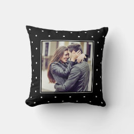 Modern svart och vit Polka dots med foto Kudde