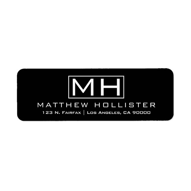 Modern svart och vit Professionell Returadress Etikett (Framsidan)