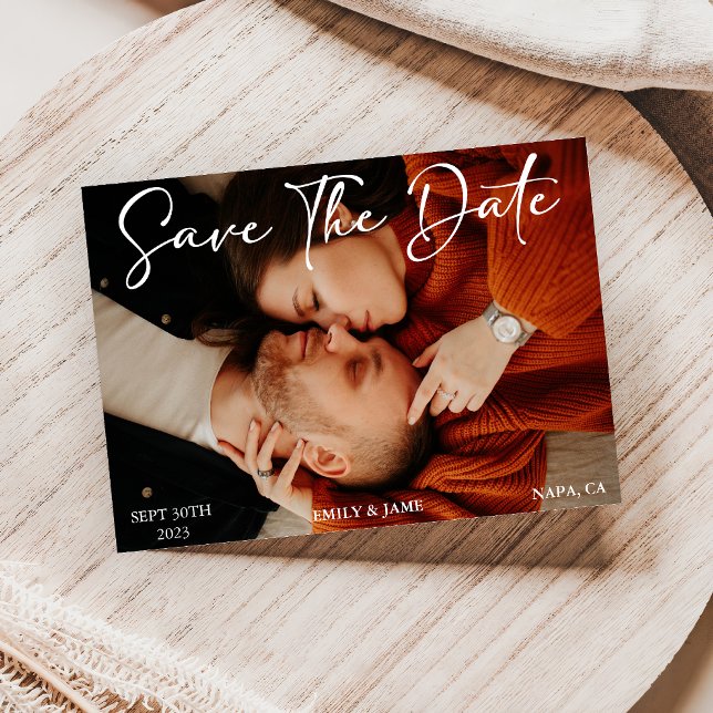 Modern svart och vit QR-kod - fotospara datum Inbjudningar (Skapare uppladdad)