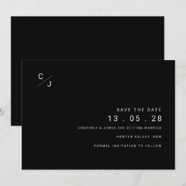 Modern svart och vit save the date-inbjudan inbjudningar