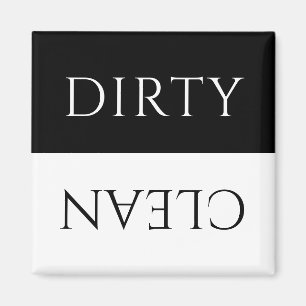 Modern svart och vit smutsig/ren diskmaskin magnet