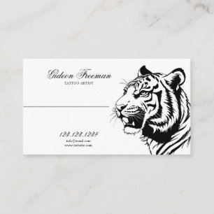 Modern svart och vit tiger Tattoartist Visitkort