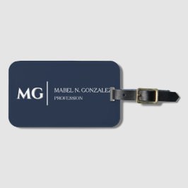 Modern Svart och Vit Trendig Stilren Monogram Bagagebricka
