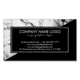 Modern svart och vit triangel, marmor visitkortmagnet