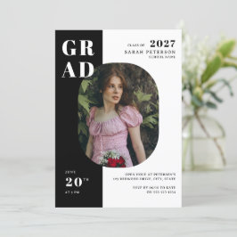 Modern svart och vit typografi - foto Studenten Inbjudningar