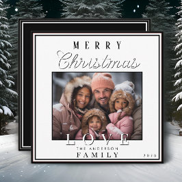 Modern svart och vit typografi - julfoto julkort