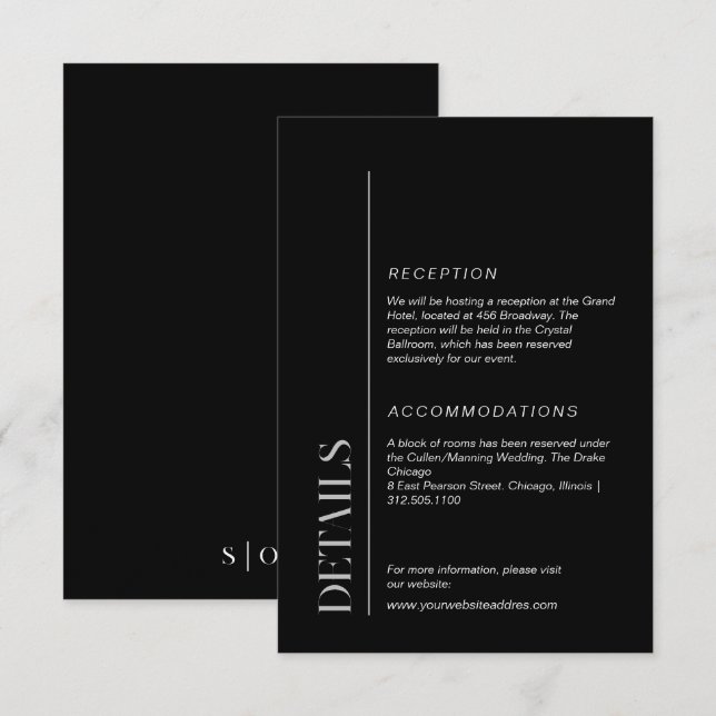 Modern svart och vit typografi tilläggskort (Fram/baksida)