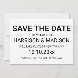 Modern svart och vitt Bröllop spara datum Datumet