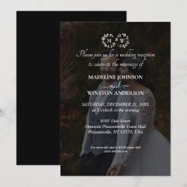 Modern Svart Och Vitt Bröllopsfoto Mottagning Inbjudningar