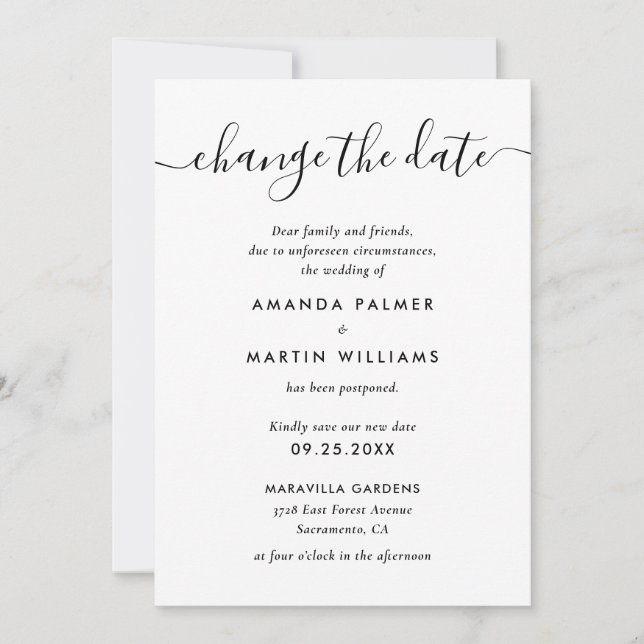 Modern Svart och Vitt Bröllopsuppskov Meddelande (Framsida)