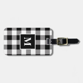 Modern svart och vitt Buffalo Play Monogram Bagagebricka