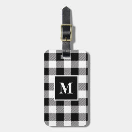 Modern svart och vitt Buffalo Play Monogram Bagagebricka