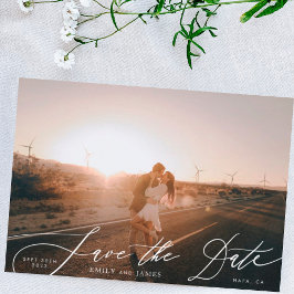 Modern svart och vitt, enkelt foto Bröllop Spara Datumet