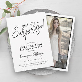 Modern, svart och vitt fotoöverraskningsglas 16 inbjudningar