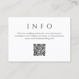 Modern Svart och Vitt Minimalistisk QR-kod Bröllop Tilläggskort