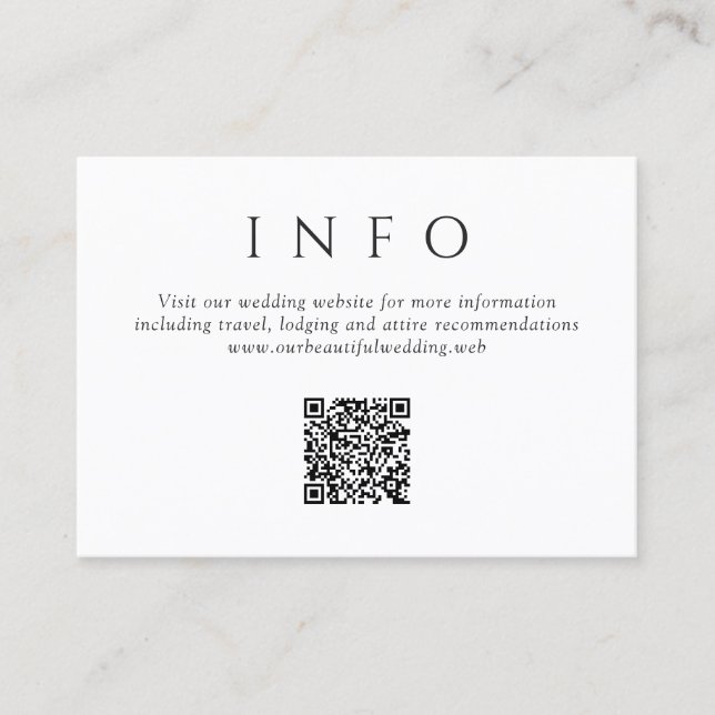Modern Svart och Vitt Minimalistisk QR-kod Bröllop Tilläggskort (Framsida)