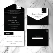 Modern svart och vitt monogram Elegant bröllop