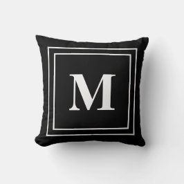 Modern svart och vitt Monogram Kudde