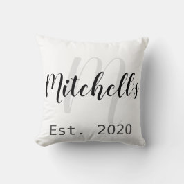 Modern svart och vitt Monogram Kudde