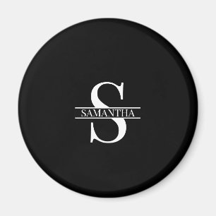 Modern svart och vitt Monogram Namn Magnet