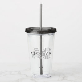 Modern svart och vitt Monogram Take Away Mugg