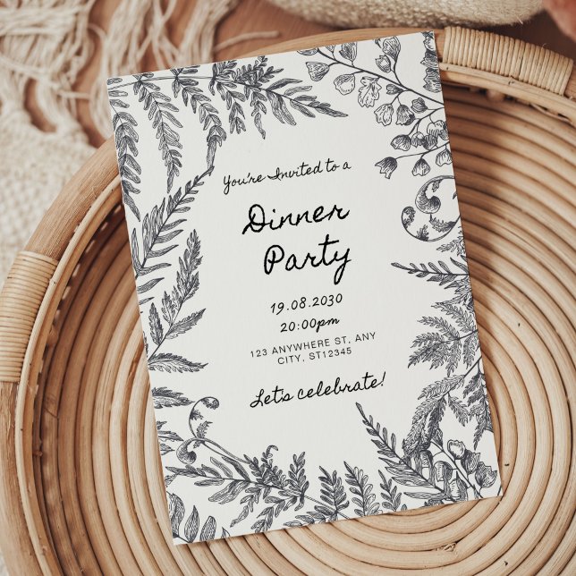 Modern Svart och Vitt Övningsmiddagsinbjudan Inbjudningar (Rehearsal dinner invitations, black white rehearsal dinner invitation)