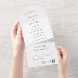 Modern Svart och Vitt QR-kod Klassisk Bröllop