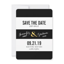 Modern svart och vitt Rand Spara datum