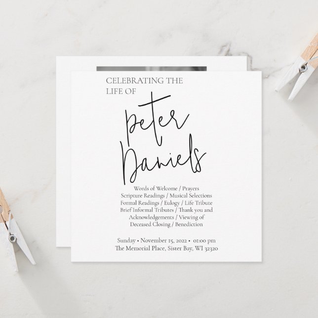 Modern svart och vitt skribentkort för fotobakgrun (Fram/Back In Situ)