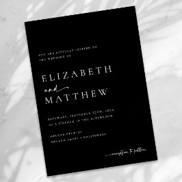 Modern svart och vitt skript Bröllop Inbjudningar