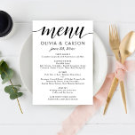 Modern svart och vitt skript Bröllop Meny<br><div class="desc">Moderna och chicen svarta och vita bröllop-menykort har en snyggt svart typografisk design med fet kalligrafi-skriptaccent och elegant anpassningsbar text som kan vara personlig med dina utsökta middagsmenydetaljer och ett monogram av namn och bröllop.</div>