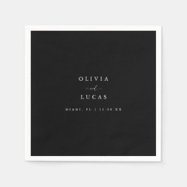 Modern svart och vitt skript Bröllop Pappersservett