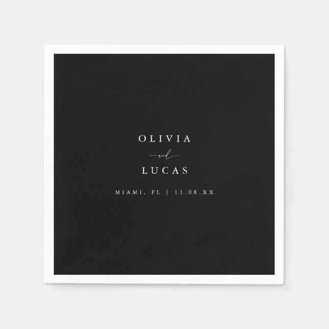 Modern svart och vitt skript Bröllop Pappersservett (Framsidan)