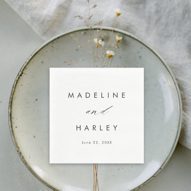 Modern svart och vitt skript Bröllop Pappersservett (Skapare uppladdad)