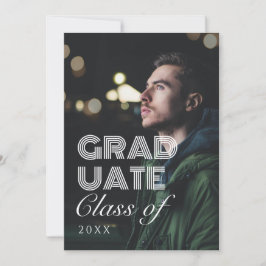 Modern svart och vitt skript, foto Studenten Inbjudningar