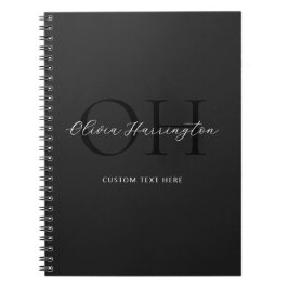 Modern svart och vitt skript, klassiskt monogram anteckningsbok