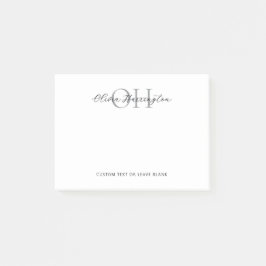 Modern svart och vitt skript, klassiskt monogram post-it block