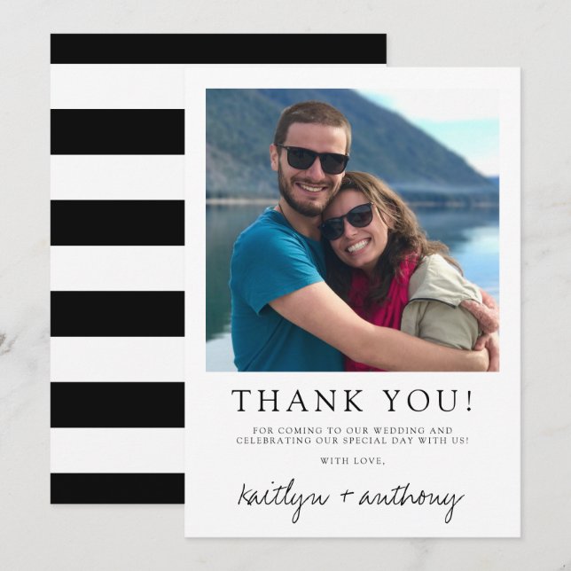 Modern svart och vitt skript - minimalistiskt Bröl Tack Kort (Fram/baksida)