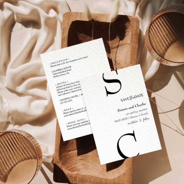 Modern svart och vitt Spara datum Bröllop Inbjudningar (Skapare uppladdad)