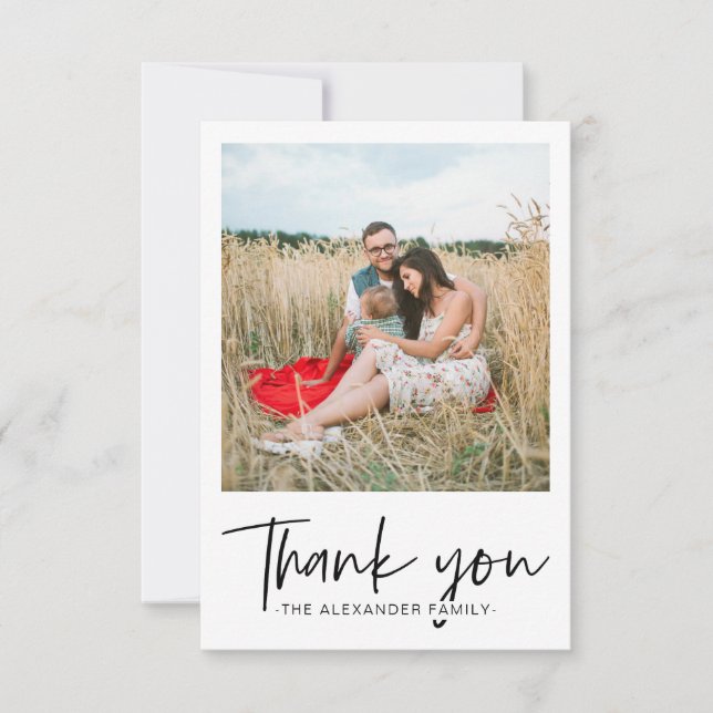 Modern Svart och Vitt Tack Skript Foto (Framsida)