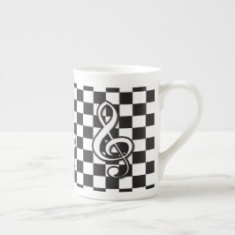 Modern svart- och vittringsrengöring på schackbräd benporslin mugg